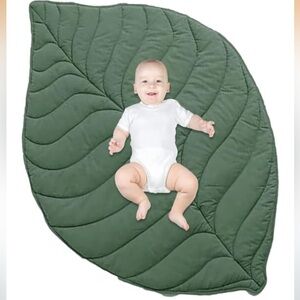 Soft Cotton Play Tummy Time Mat - Green Leaf